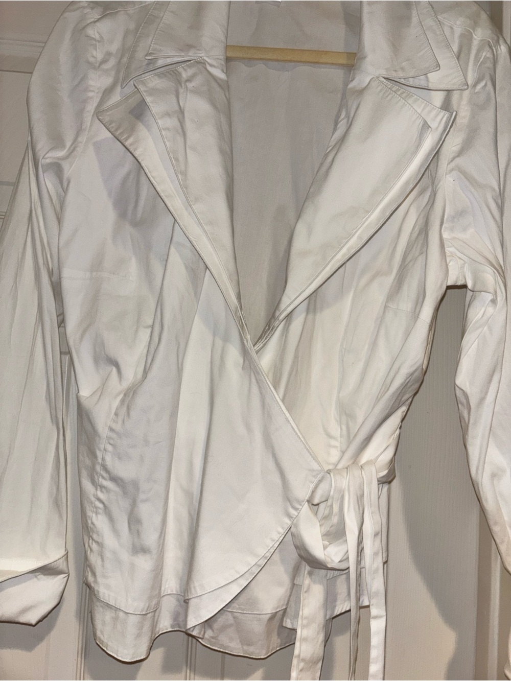 Coldwater Creek White Wrap Blouse with Tie XL